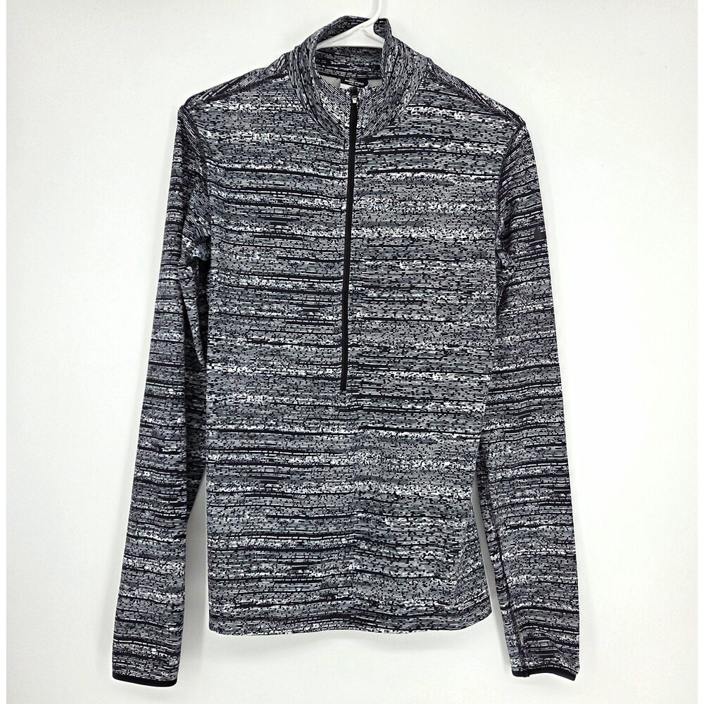 NIKE Pro Dri Fit Womens Warm Half Zip Pullover Static Print Long Sleeve Large
